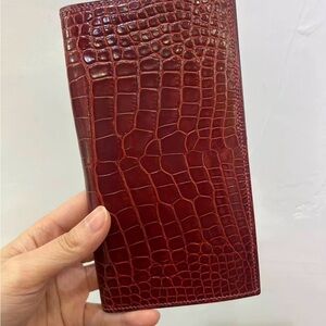 Hermes Rich Brown Crocodile Leather Card Holder